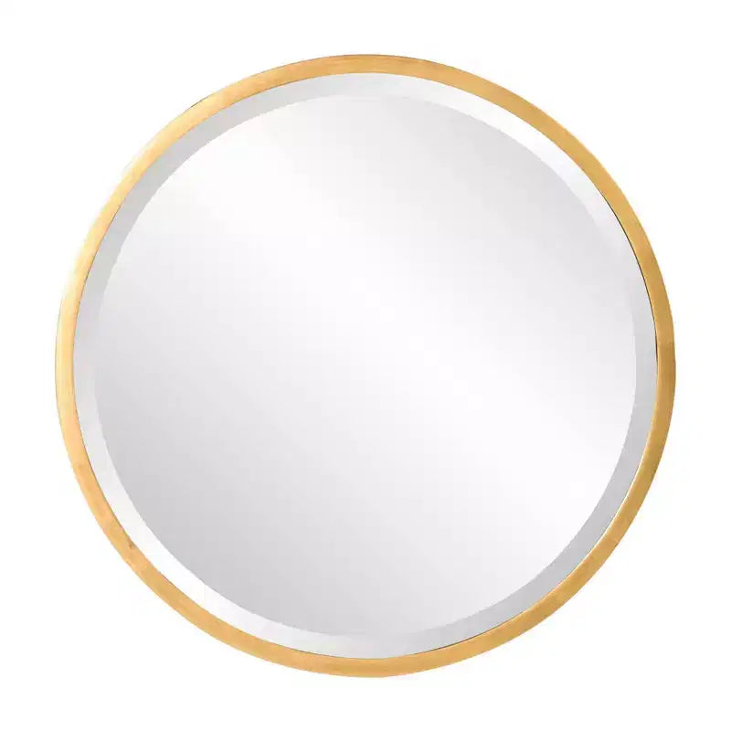 Miroir mural rond en bois noir