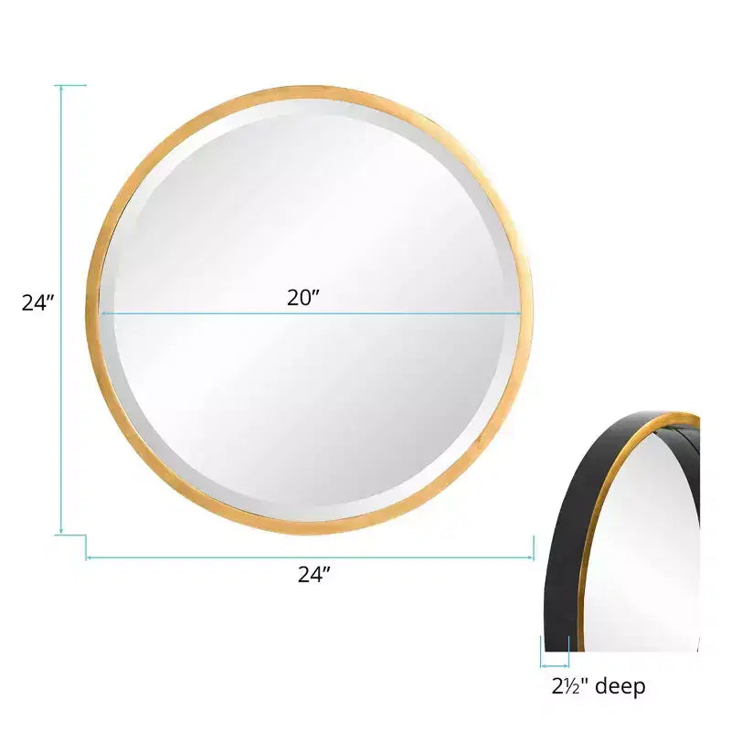 Miroir mural rond en bois noir