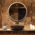 Miroir mural rond en bois noir