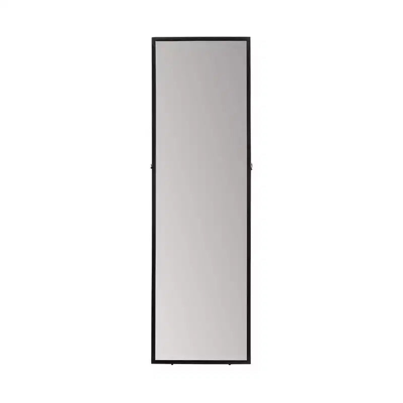 Brewster Carmen Black Rectangular Linear Mirror: Modern Floor Mirror 60x18 Metal Frame Freestanding