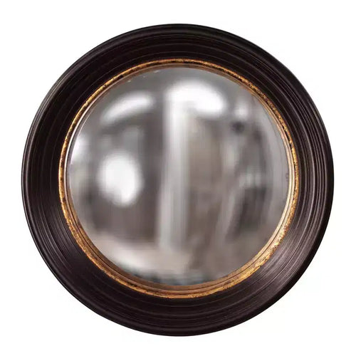 Howard Elliott 25" Rex Convex Accent Wall Mirror Brown: Modern Grooved Edge Polyurethane Frame Wall Mount