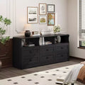 6-Drawer Slim Dresser with Open Shelf for Bedroom Nursery & Closet Black