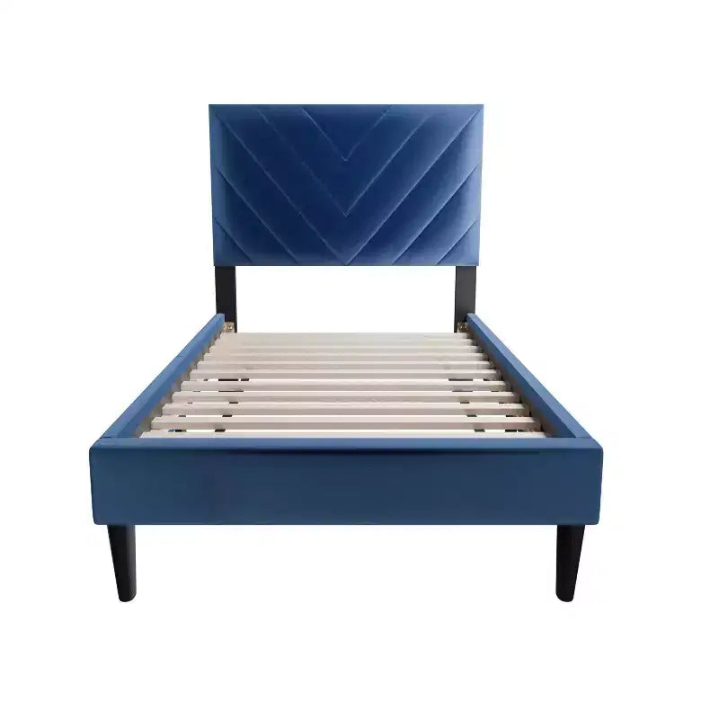 Lit plateforme contemporain en velours capitonné