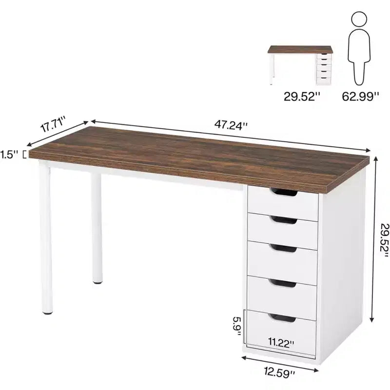 Bureau informatique marron rustique