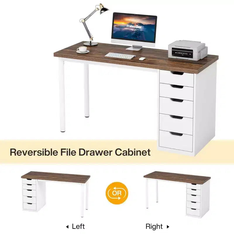 Bureau informatique marron rustique