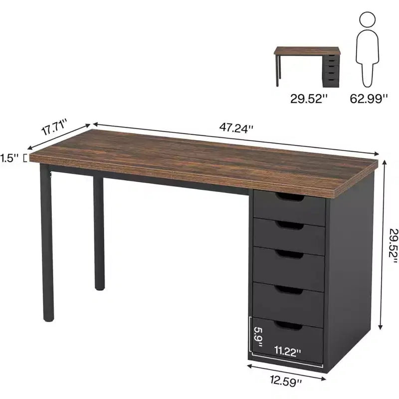 Bureau informatique marron rustique
