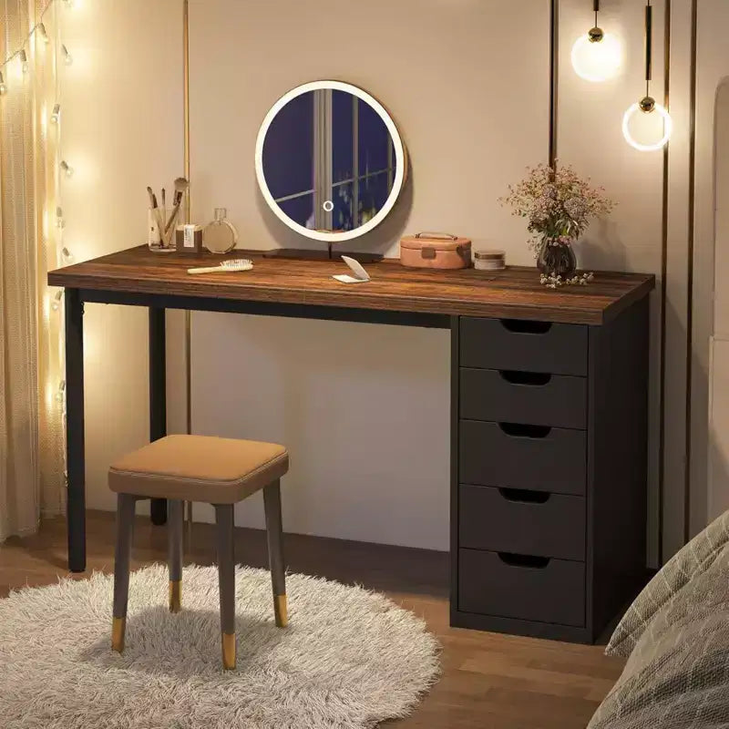 Bureau informatique marron rustique