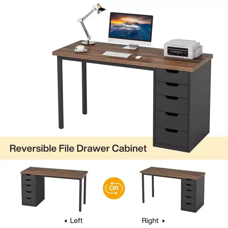 Bureau informatique marron rustique