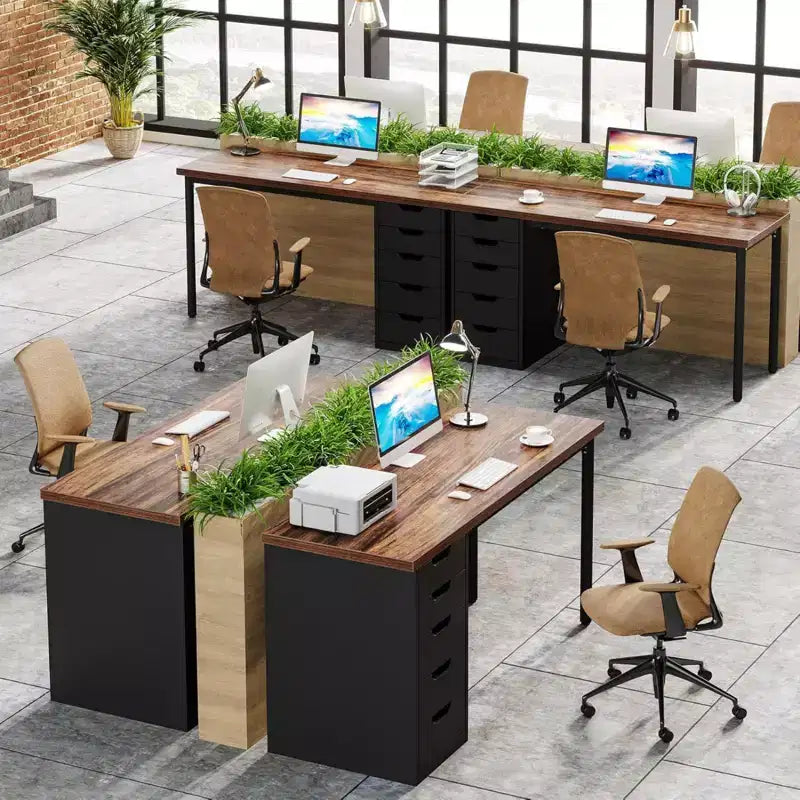 Bureau informatique marron rustique