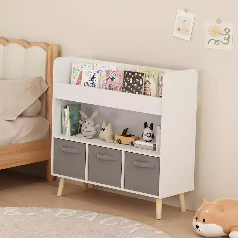 Bibliothèque enfant avec bacs en tissu pour enfants