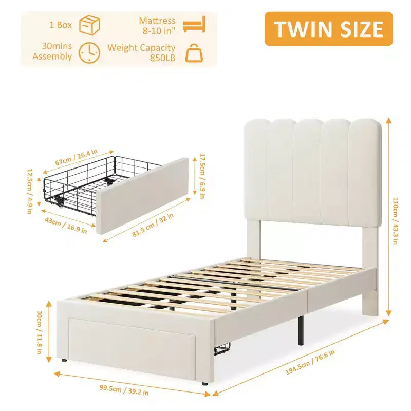 Lit plateforme simple rembourré contemporain