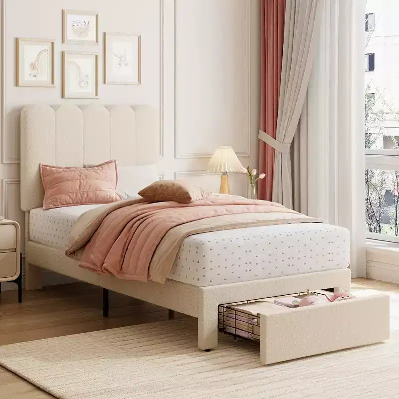 Lit plateforme simple rembourré contemporain
