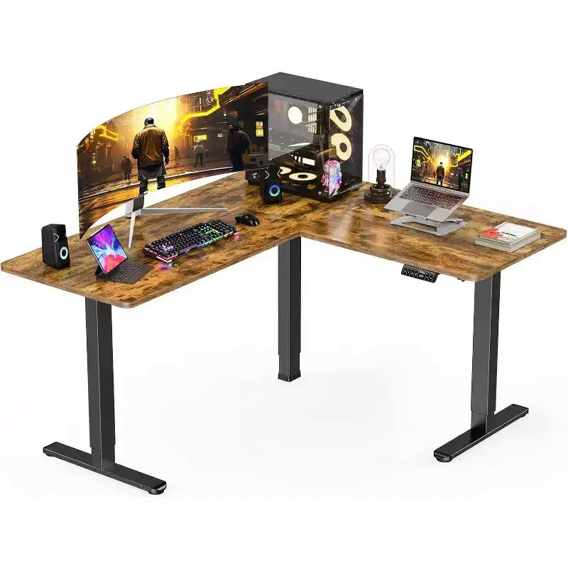 ErGear L Shaped Standing Desk 63X55 Electric Adjustable Height Sit Stand up Desk Ergonomic Large Computer Table Suitable for Home Office