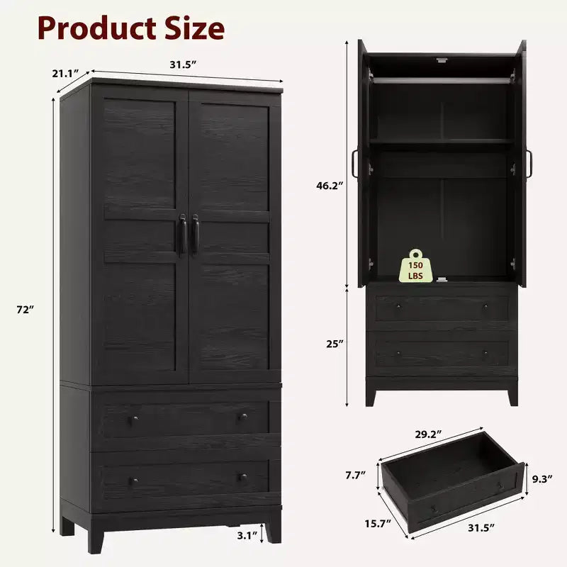 Armoire penderie en bois