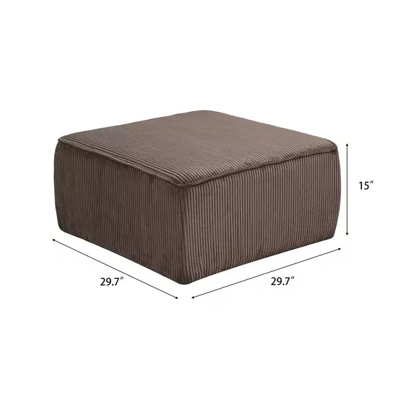 Ottoman en velours côtelé moderne de forme carrée