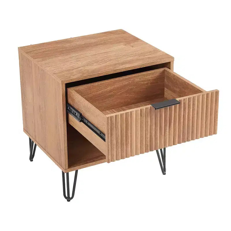 Table de chevet avec tiroir marron doré