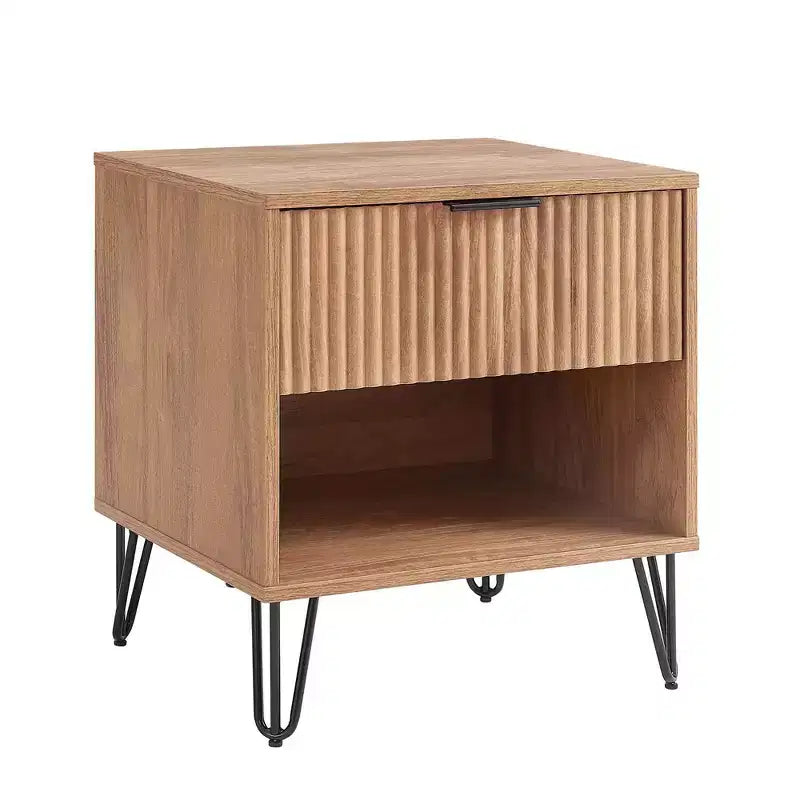 Table de chevet avec tiroir marron doré