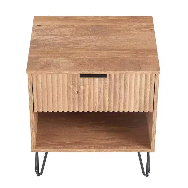 Table de chevet avec tiroir marron doré