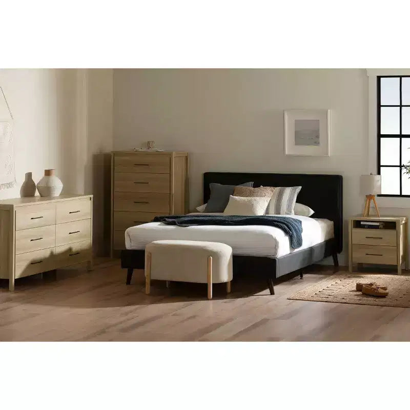 South Shore Gravity 5 Drawer Chest Natural Ash: Vertical Storage Laminate Finish Bedroom Furniture
