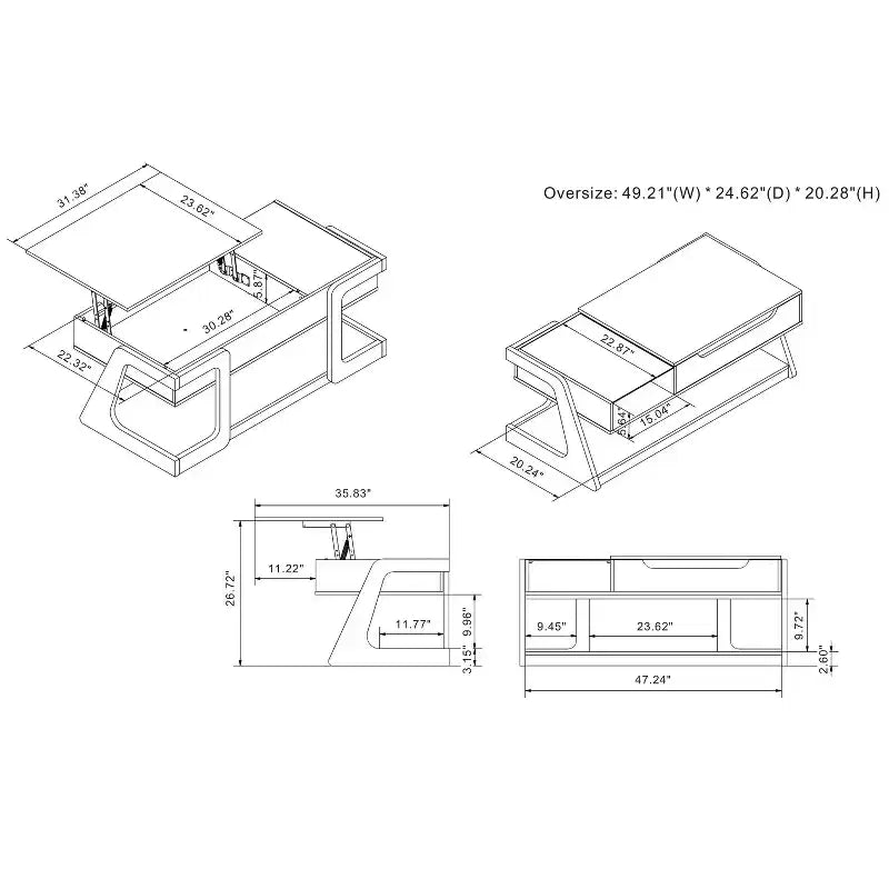 Table basse relevable moderne