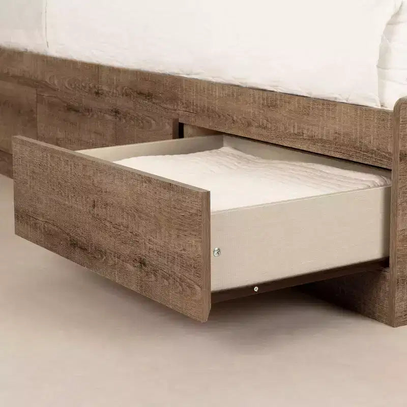 Lit plateforme en noyer naturel