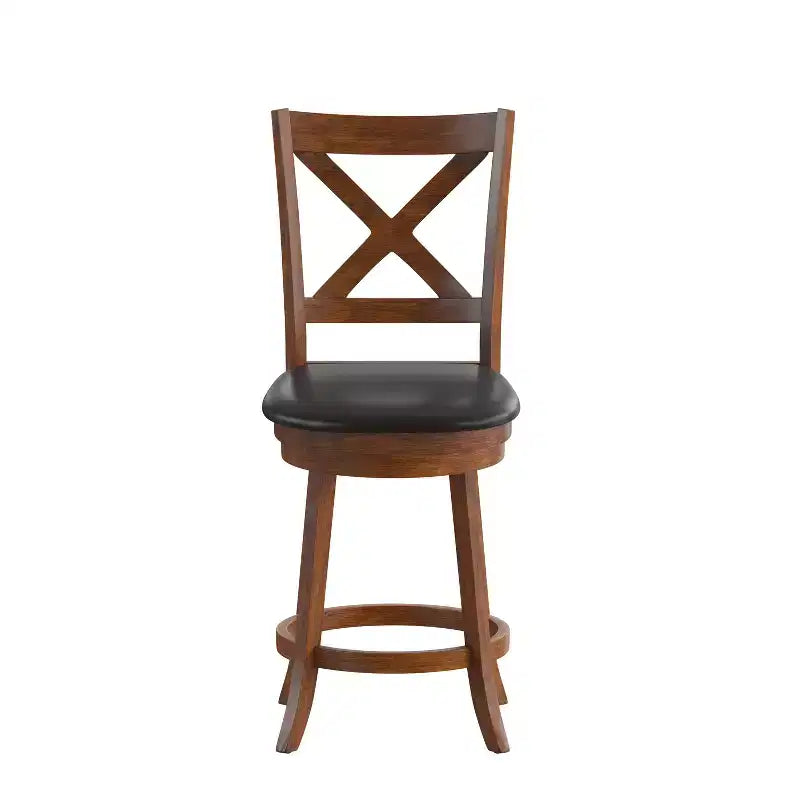 Tabouret de bar en bois, dossier croisé, style pub