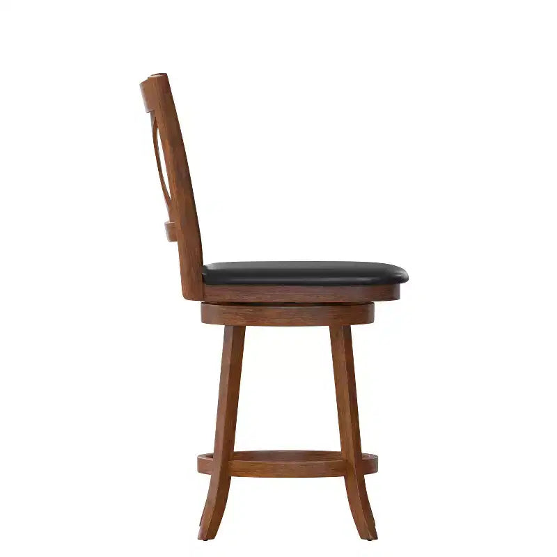 Tabouret de bar pivotant hauteur comptoir à dossier croisé classique