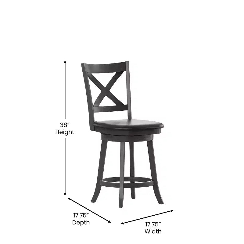 Tabouret de bar pivotant hauteur comptoir à dossier croisé classique