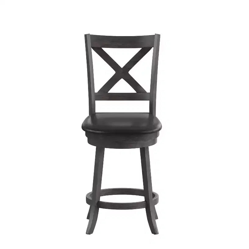 Tabouret de bar pivotant hauteur comptoir à dossier croisé classique