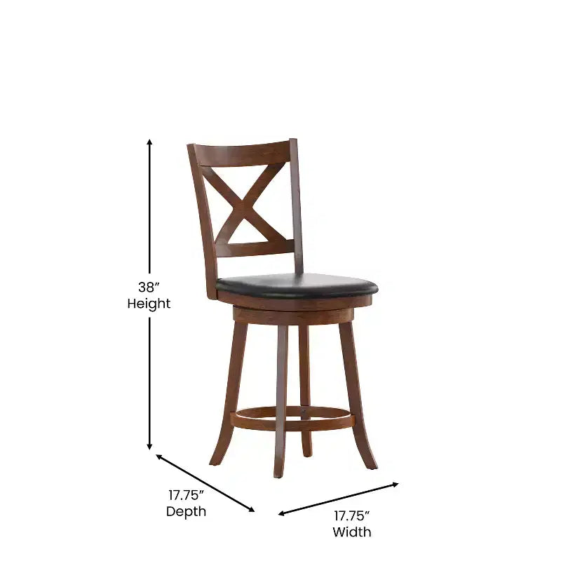Tabouret de bar pivotant hauteur comptoir à dossier croisé classique