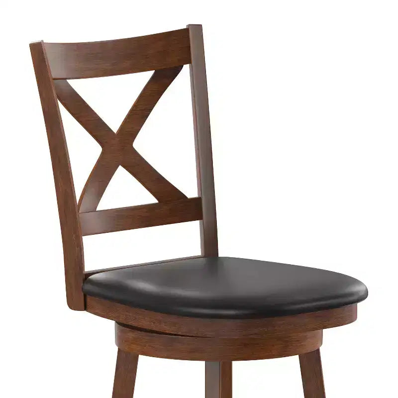Tabouret de bar pivotant hauteur comptoir à dossier croisé classique