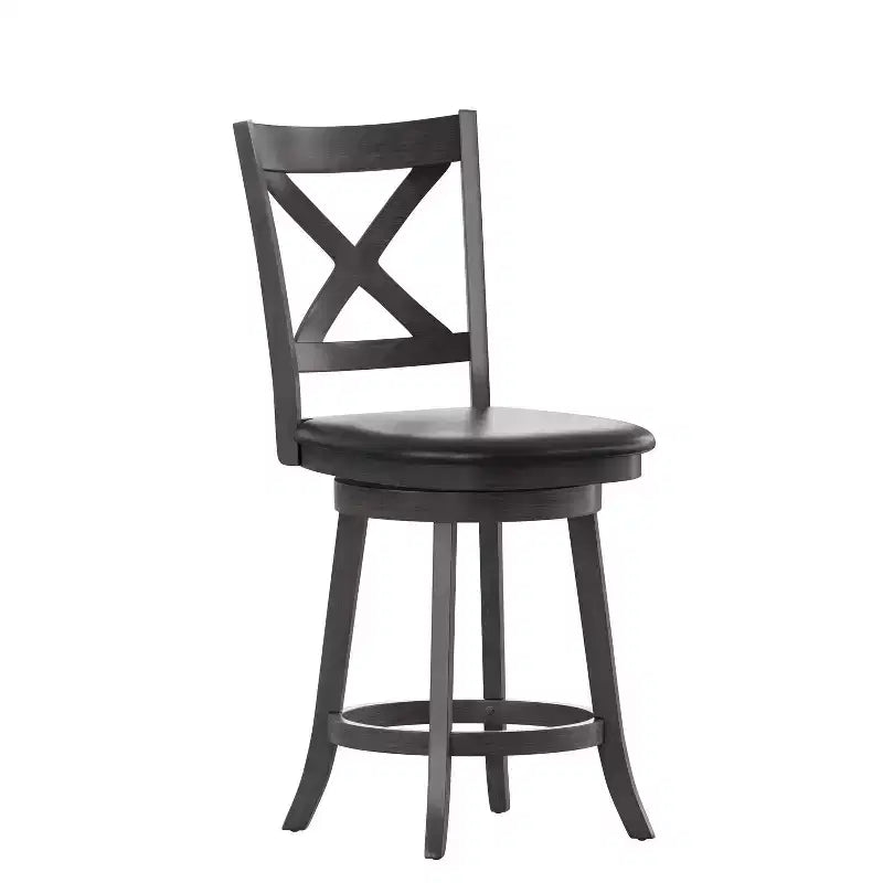 Tabouret de bar pivotant hauteur comptoir à dossier croisé classique