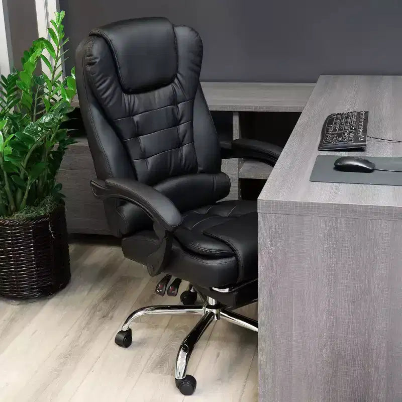 Chaise de bureau en similicuir réglable au dos