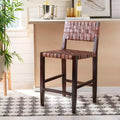 Tabouret de comptoir en cuir tressé