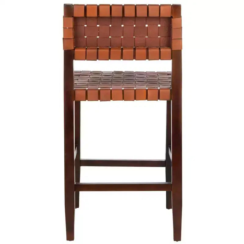 Tabouret de comptoir en cuir tressé