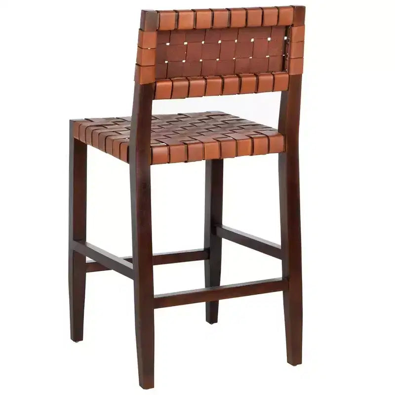 Tabouret de comptoir en cuir tressé