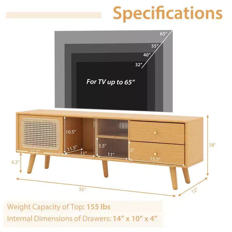 Meuble console TV en bambou