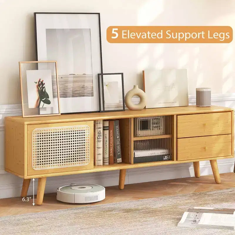 Meuble console TV en bambou