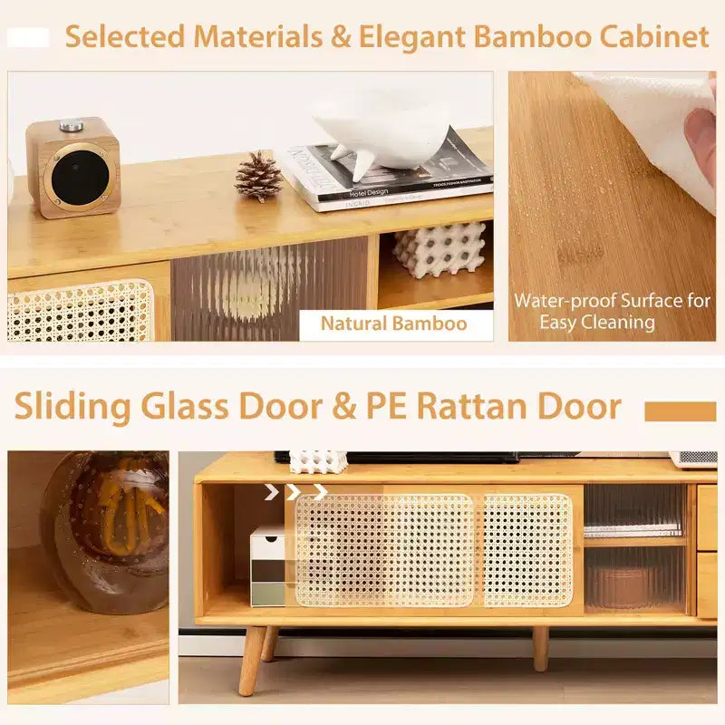 Meuble console TV en bambou