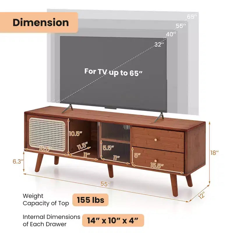 Meuble console TV en bambou