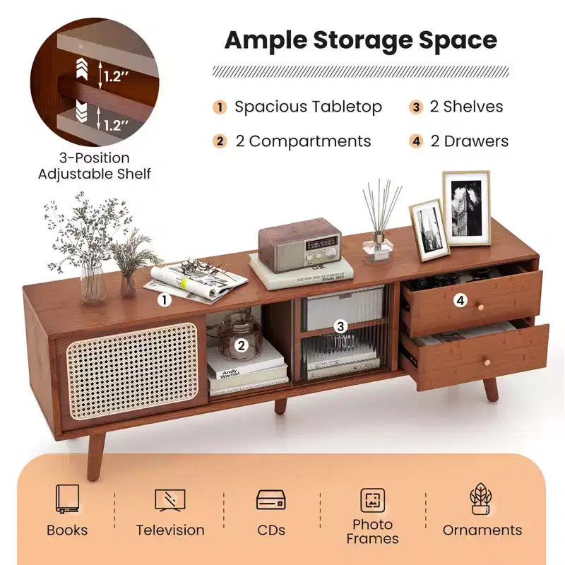 Meuble console TV en bambou
