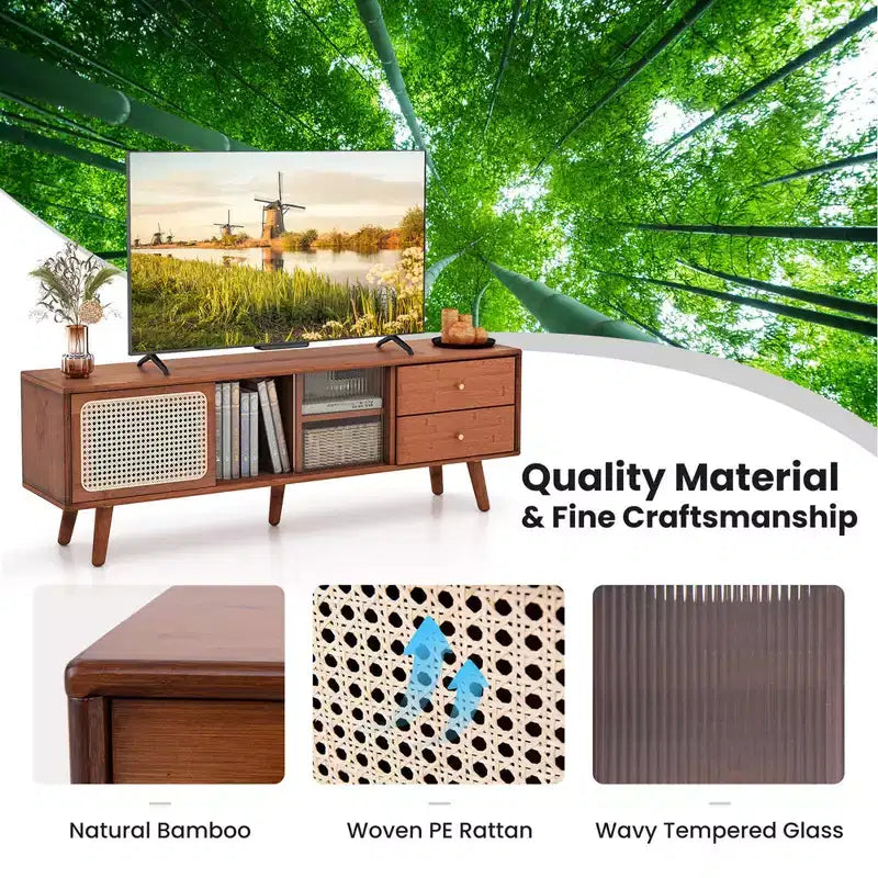 Meuble console TV en bambou