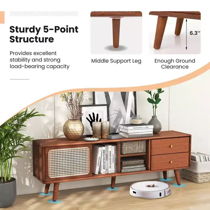 Meuble console TV en bambou