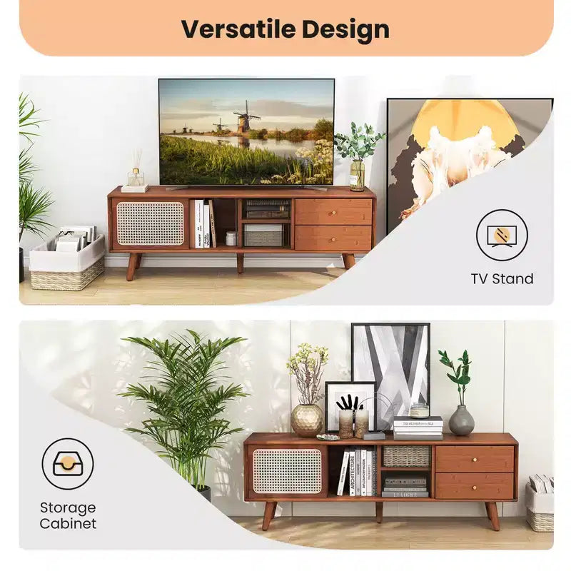Meuble console TV en bambou