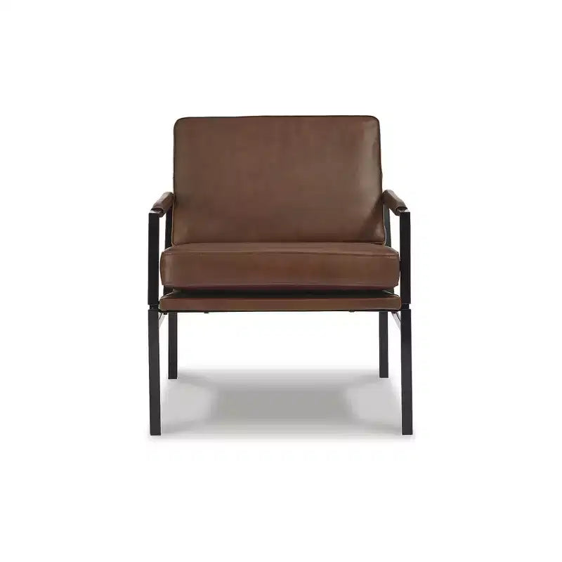 Fauteuil d'appoint en cuir véritable marron
