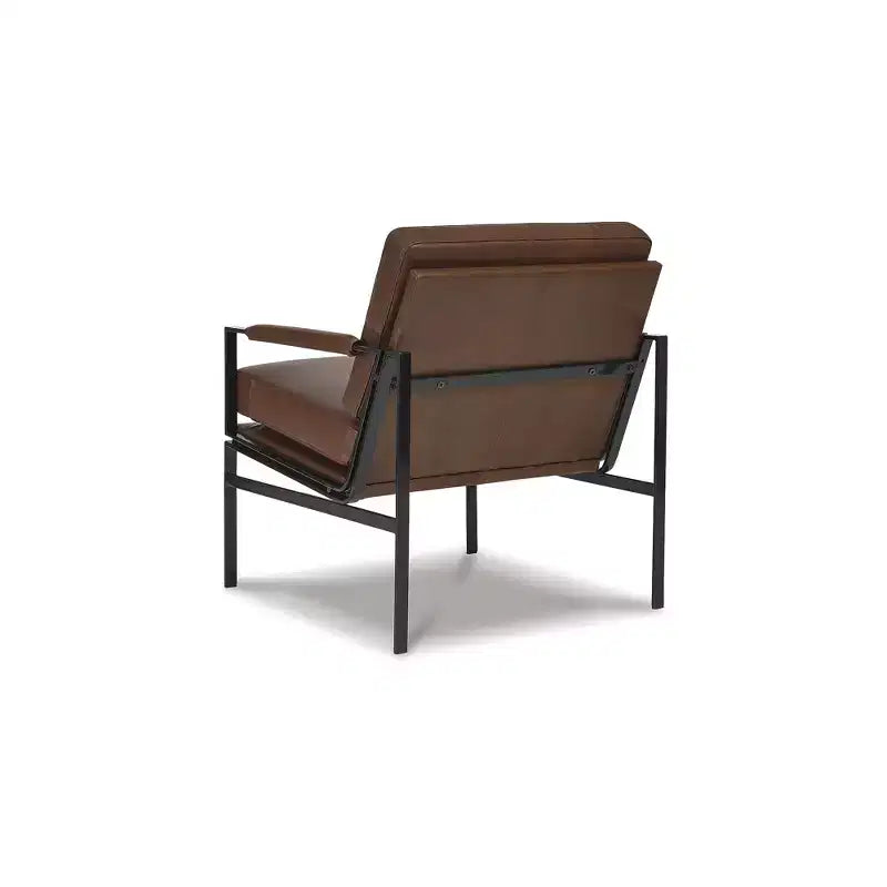 Fauteuil d'appoint en cuir véritable marron