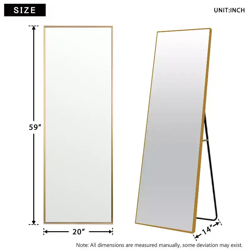 Miroir rectangulaire pleine longueur avec cadre en métal