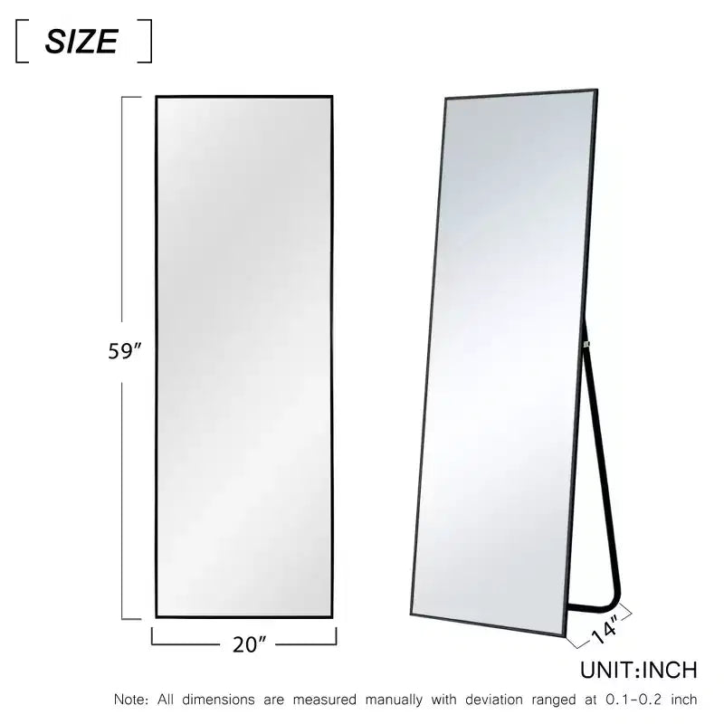 Miroir rectangulaire pleine longueur avec cadre en métal